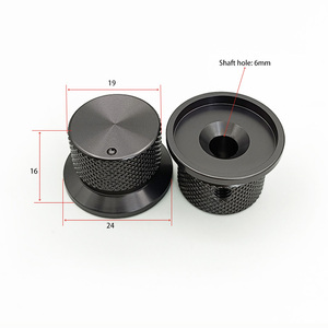 24 x 16 mm dunkelgrauer Aluminium-Potentiometer-Drehknopf mit gerändeltem Oberflächenmuster und Punktzeiger für 6 mm Rundwellen - Product Image 3