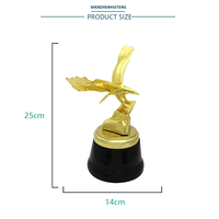 Trophée 3D personnalisé en alliage de zinc, plaqué or, avec base en résine noire et statue d'aigle, fabriqué en Chine, pour récompenses de golf, avec logo personnalisé