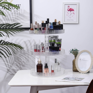 Desmontable <span class=keywords><strong>360</strong></span> rotar diamante Organizador De Maquillaje Organizador De escritorio acrílico caja De almacenamiento De plástico - Product Image 6