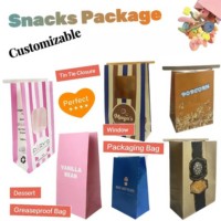 Sac en papier kraft pour aliments avec logo personnalisé, fenêtre ouvrable, pour biscuits, pop-corn, chocolat, bonbons, pain, emballage vertical avec lien en métal incurvé