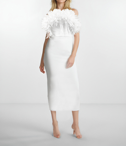 Robe longue élégante blanche en satin, taille empire, coupe ajustée, anti-statique, pour soirées, mariages et événements familiaux - Product Image 4