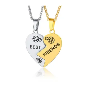 2023 Fashion pendant trend stainless steel heart shaped puzzle friendship pendant jewelry heart pendants