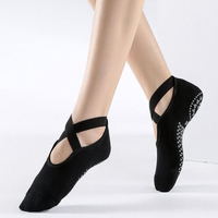Chaussettes de yoga pour femmes, couleur unie, à lacets croisés, chaussettes de Pilates, chaussettes antidérapantes personnalisées pour le yoga, la danse classique