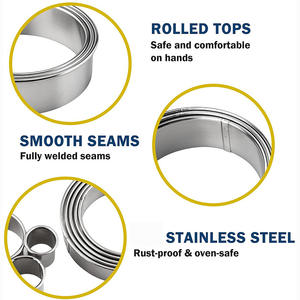 Cortadores de galletas redondos de acero inoxidable, 12 Uds., moldes <span class=keywords><strong>para</strong></span> galletas y Fondant, <span class=keywords><strong>molde</strong></span> <span class=keywords><strong>para</strong></span> pasteles, anillo <span class=keywords><strong>para</strong></span> Mousse, Kit de herramientas <span class=keywords><strong>para</strong></span> hornear - Product Image 5
