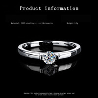 Bague de Fiançailles Minimaliste en Argent Sterling S925 Incrustée de Moissanite VVS Couleur D GRA Taille Brillant Sertie Clos pour Homme, Femme et Couple