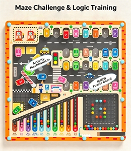<span class=keywords><strong>Jeu</strong></span> de labyrinthe de stationnement en bois Montessori personnalisé pour enfants, <span class=keywords><strong>jeu</strong></span> éducatif interactif parent-enfant pour l'apprentissage des lettres, adapté à tous les âges - Product Image 3