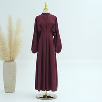 Turc dubaï luxe modeste femmes musulmanes Abaya robe grande taille Polyester à volants manches longues plissé couleur unie cravate-manches Maxi