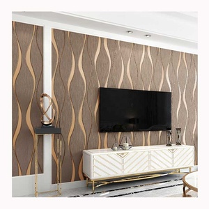 Papel pintado de rayas onduladas de estilo europeo minimalista moderno Fondo de TV de dormitorio <span class=keywords><strong>Administraci</strong></span>ón de entretenimiento doméstico no tejido - Product Image 4