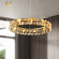 Lustre moderne en verre de Murano décoratif d'intérieur, luminaire suspendu rond à LED de luxe pour salon