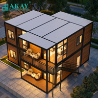 Maisons conteneurs duplex AKAY, panneaux sandwich, maisons modulaires portables préfabriquées, villas écologiques de luxe avec 4 chambres