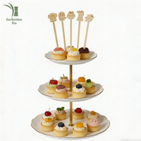 Brochetas de Bambú Ecológicas, Duraderas, Desechables, con Mango Largo, con Grabado 3D, para Fiestas, Cumpleaños, Postres, Frutas