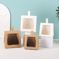 Boîte en papier kraft pliable avec fenêtre, boîte cadeau transparente pour cartes, bonbons, thé, biscuits, petit emballage cadeau
