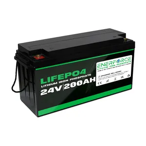 Enerforce 24v 200ah Lifepo4 Batterie 5000 Cycle profond BMS Lifepo4 5 ans de garantie 12v 24v 200ah 100ah 50 ah500