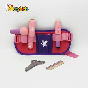 2024 Fashion Portable Pretend Play pink Wooden <strong>Toy</strong> <strong>Hairdressing</strong> <strong>Set</strong> for Girls W10D516 - Product Image 1