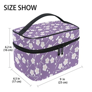 Fashion Design Flowers Printing Portable Make up Briefcase Travel Hard Bag Soft Waterproof Cosmetic Bag for Sale - Product Image 2