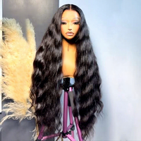 Wig Rambut Asli Peru Model Body Wave Densitas 250% Ukuran 40 42 Inch 13x6 HD Lace Front, Wig Frontal 13x4 untuk Wanita, Wig Closure Tanpa Lem