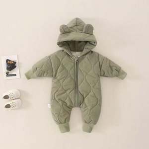 Baby Winter <b>Snowsuit</b> Hooded Down Jumpsuit Puffer Coat Jacket Zipper Padding One Piece Pajamas 0-24M - Product Image 3