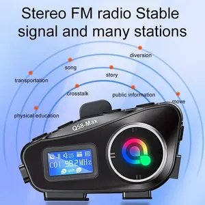 Q58-max Motorcycle Helmet Bt <strong>Headset</strong> Intercom Led Lighting Dual 500m Ip65 Rateddeep Waterproof Stereo Fm Radio Interphone - Product Image 4