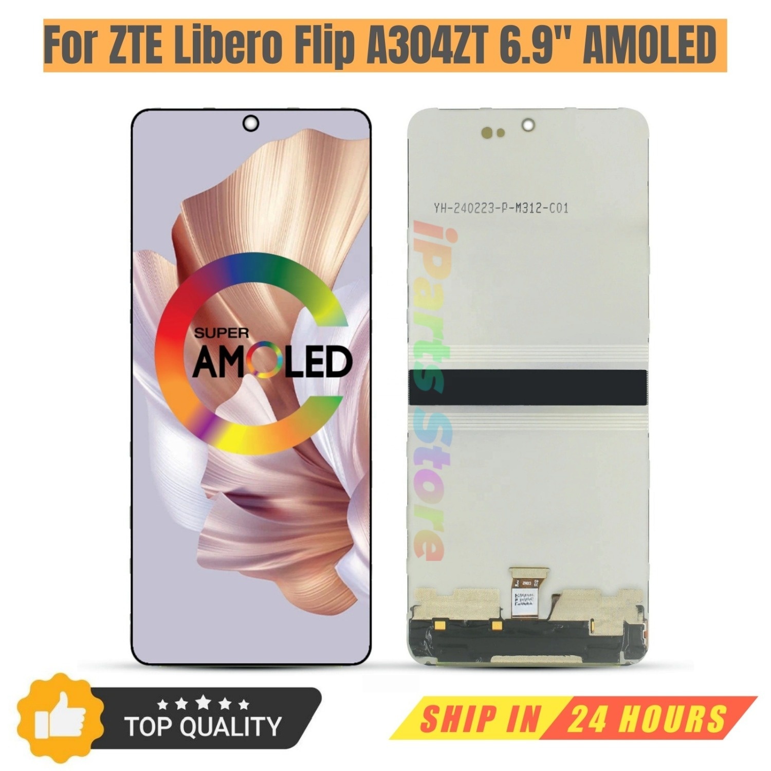 IPARTS Replacement New Display for ZTE Libero Flip A304ZT Foldable