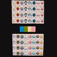 Jeu de Mahjong pour 2 Joueurs, Blocs Drizzle 65 Tuiles, Motifs Animaux et Aliments, Tuiles de 24 mm, Jeux de Mahjong
