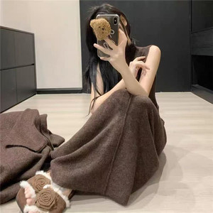 ชุดเดรสคาร์ดิแกนถักยาว2ชิ้นสำหรับสตรีฤดูใบไม้ร่วงฤดูหนาว - Product Image 5