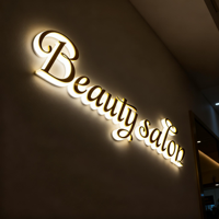 Enseigne de salon de beauté personnalisée, logo de marque 3D, panneau d'enseigne d'entreprise, signalétique murale de réception, enseigne en acrylique rétroéclairée par LED pour les entreprises