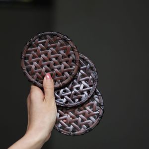 Bamboo Coasters 11 Cm Heat Insulating Tea Table Mats Classical Style Craft Decor - Product Image 1