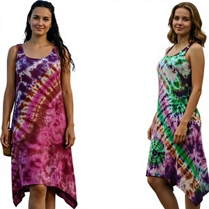<b>Indian</b> Boho Style Knee-Length Cotton <b>Dress</b> Multi-Color <b>Printed</b> Designs Summer Wear Sleeveless Lace Button Zippers Simple Modern - Product Image 1