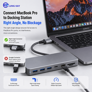 Cable de Extensión USB C de 90 Grados Lung Kay, 20 Gbps, USB 3.2 Gen, Tipo C Macho a Hembra, Extensor de 100 W PD, Carga Rápida, Cable Trenzado - Product Image 2