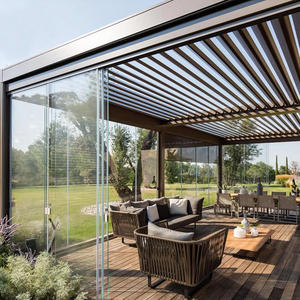 Pavillon de jardin moderne en aluminium avec toit à lames orientables pour patio, villa et cour arrière - Product Image 5