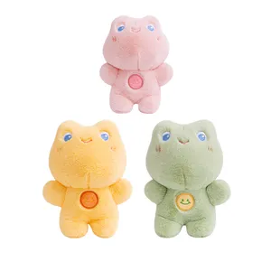 In Stock Fluffy Cute Bright Pink Green Orange Frog Stuffed Animal Toys With Embroidery Smile Face Plush Froggie Soft Toys Gifts