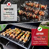 Ensemble de brochettes SEB en acier inoxydable pour barbecue, support de cuisson pliable et réutilisable, 6 brochettes en acier inoxydable de 13 pouces, 30 brochettes en bambou de 12,5 pouces