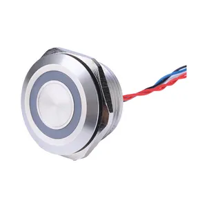 Interrupteur Piezo avec LED, bouton-poussoir à tête ronde, bouton de réinitialisation momentané, électrique, étanchéité IP68, en métal, mm