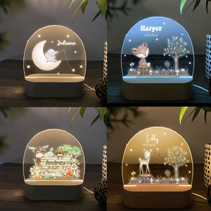 Veilleuse LED 3D USB Mini avec base en bois rustique, design rectangulaire blanc chaud pour salon - Product Image 5