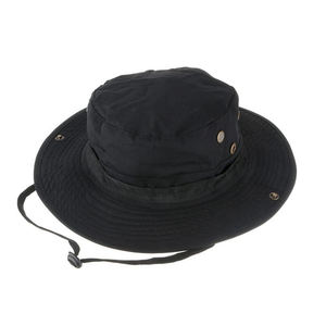 Sombrero de Sol Táctico Negro Redondo con Ala Ancha y Orificios Transpirables para Botas de Senderismo - Product Image 1