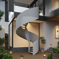 Escalier en spirale moderne en acier pour extérieur avec panneau de protection pleine hauteur pour villa, patio et terrasse