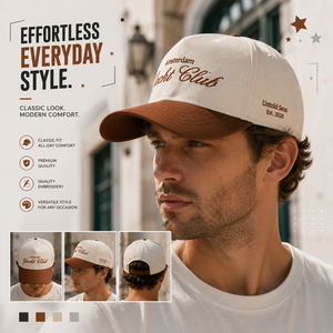 Gorras de Béisbol DYMF con Logotipo Personalizado OEM, Gorra de Béisbol con Visera Curva, Gorra de 5 Paneles con Logotipo Bordado Plano, Gorra de Dos Tonos - Product Image 2