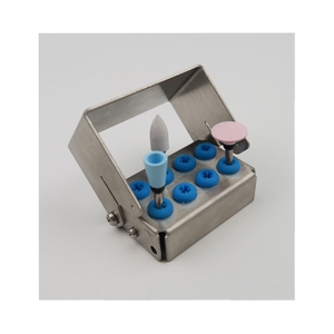 ที่วางหัวกรอฟันพร้อมวงแหวนซิลิโคน บล็อกกรอฟันสแตนเลส 4 รู 6 รู 8 รู - Product Image 6