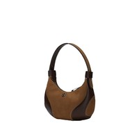 Sac bandoulière pour femme en cuir véritable, petit format, style baseball, avec fermeture éclair, deux sangles, design contrasté en coton, pour téléphone portable