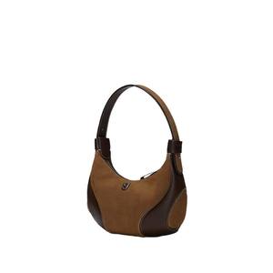 Bolso Bandolera de Cuero Genuino para Mujer, Diseño de Dos Correas con Cierre, Compartimento para Teléfono Móvil, Diseño de Color en Contraste de Algodón - Product Image 5