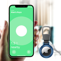 Vente en gros de coques métalliques anti-perte personnalisées avec logo, avec porte-clés magnétique anti-chute pour AirTag d'Apple