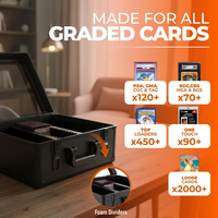 Caja de Almacenamiento Protectora Rígida con Ventanas para Más de 120 Tarjetas Graduadas PS/A BGS SGC, Estuche de 3 Filas con Cerradura de Llave