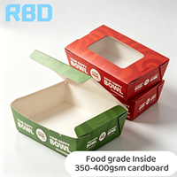 Boîtes à salade carrées personnalisées en matériaux recyclés pour la restauration rapide, jetables, avec votre logo, pour emporter