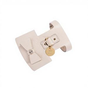 Harnais pour chien en nylon fait main élégant avec rivets, personnalisé, pour petits chiens mignons, cadeaux de haute qualité pour chiots garçons et filles, animaux de compagnie, couleur crème - Product Image 1