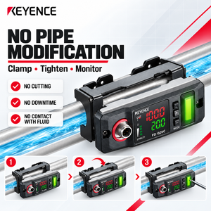 Sensor de Flujo de Abrazadera KEYENCE FD-Q20C para Tuberías de 18-28 mm, 60-100 L/min, 4-20 mA, IO-Link, Medidor de Flujo de Líquido, 1 Año de Garantía - Product Image 2