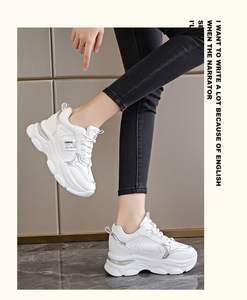 Chaussures décontractées pour femmes en <span class=keywords><strong>cuir</strong></span> blanc à plateforme tendance, chaussures de marche confortables à talon compensé, baskets épaisses pour femmes - Product Image 6