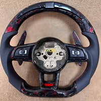 Volant personnalisé en fibre de carbone forgée rouge avec LED pour VW Volkswagen Golf 5 6 7 R MK5 MK6 MK7 GTI Polo Passat B8