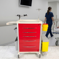 Chariot médical d'urgence multifonctionnel, chariot de secours hospitalier, armoire de rangement infirmier à 5 tiroirs sur roulettes silencieuses