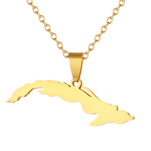 Popular Cuba mapa Acero inoxidable Pvd chapado 18K oro gota aceite hombres y mujeres moda <span class=keywords><strong>Boutique</strong></span> Cuba mapa collar de alta calidad - Product Image 1