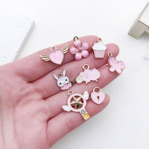 1 colgante rosa DIY hecho a mano, material para accesorios de joyería, para pendientes, collares, colgantes, artesanías metálicas - Product Image 4